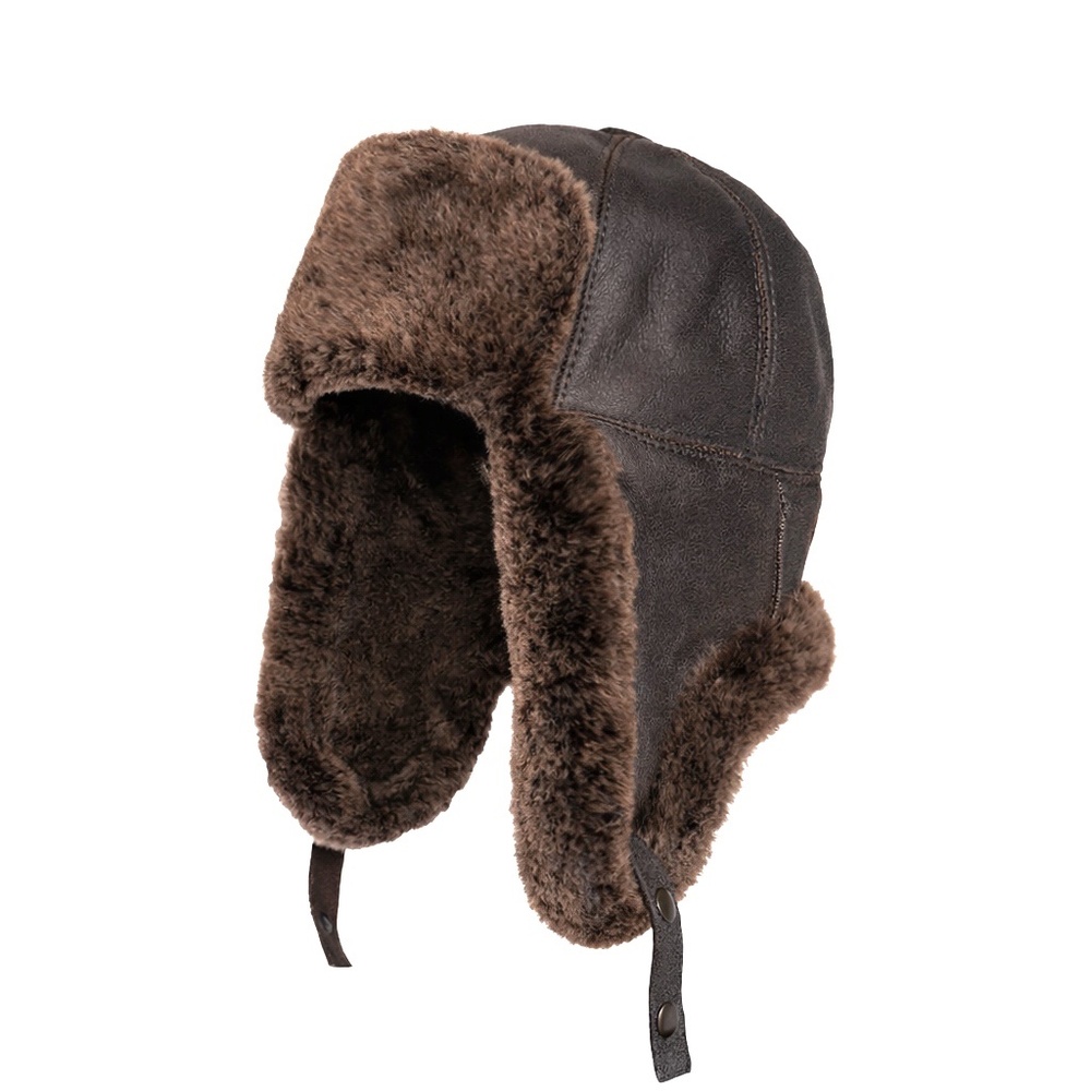 Shearling Sheepskin Leather Trapper Hat Aviator | Winter Hat | Ushanka